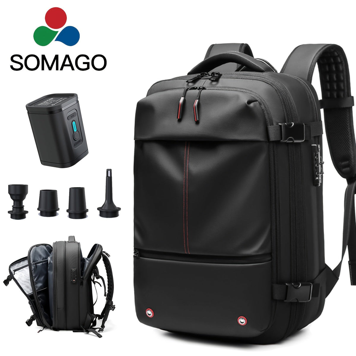 Laptop Backpack with Expandable 60L Vacuum Storage, TSA Lock and Included Compression Pump