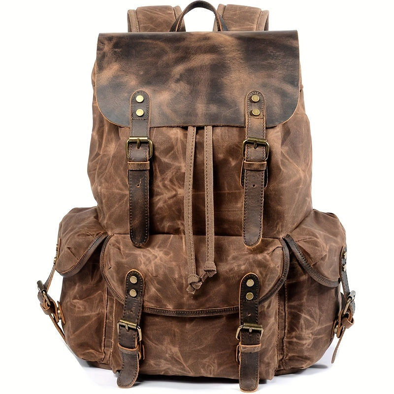 Laptop Backpack Canvas Drawstring Rucksack with Contrast Trim, Front Pockets and Six Heritage Color Options