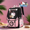Laptop Backpack with Kawaii Kitty Print, Large School Storage, Pendant and Matching Luggage Tag