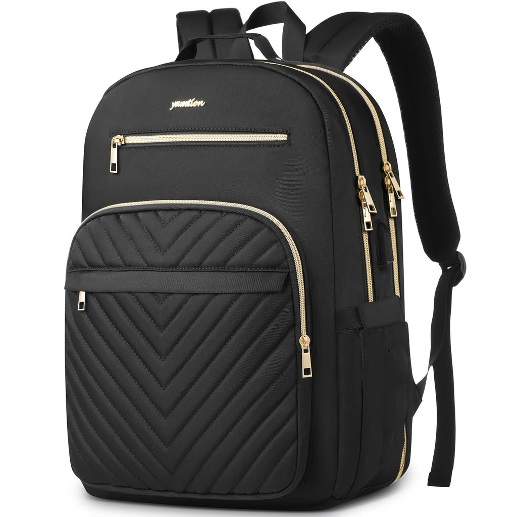Laptop Backpack Lightweight Women's Work Bag with Separate Tablet Pocket& Padded Straps in Black