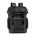 Laptop Backpack Vintage PU Leather Work Rucksack with Large Multi-Compartment Storage in Black