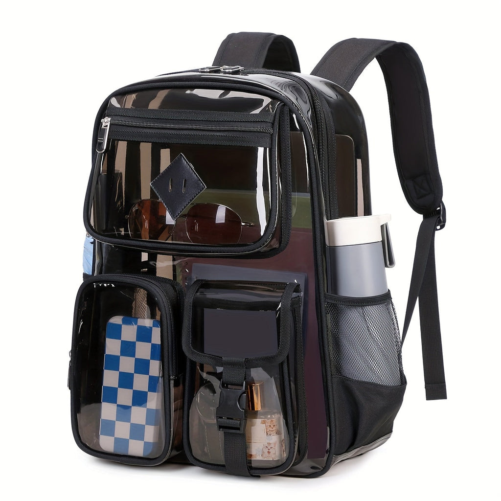 Laptop Backpack with Clear PVC Panels, Padded Shoulder Straps, Front Organizers and Three Accent Styles