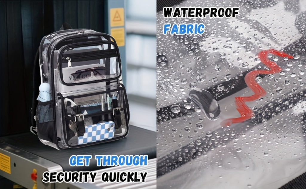 Laptop Backpack – PVC, Transparent, Large Capacity, Multi-Pocket – detail view 15