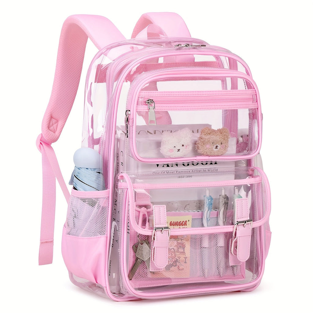 Laptop Backpack – PVC, Transparent, Large Capacity, Multi-Pocket – alternate view