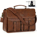 Laptop Bag Messenger for Devices up to 18 Inches with Vintage Brown Canvas and Large Work Storage