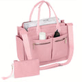 Laptop Bag Canvas 2-Piece Tote Set with Padded Device Pocket, Wide Straps and 3 Color Options