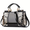 Embroidered Satchel with Adjustable Shoulder Strap, Top Handle & 2 Rich Colors for Work & Travel