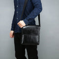 Laptop Bag Messenger in Textured Black PU with Three-Way Carry, Adjustable Strap and Organized Work Storage