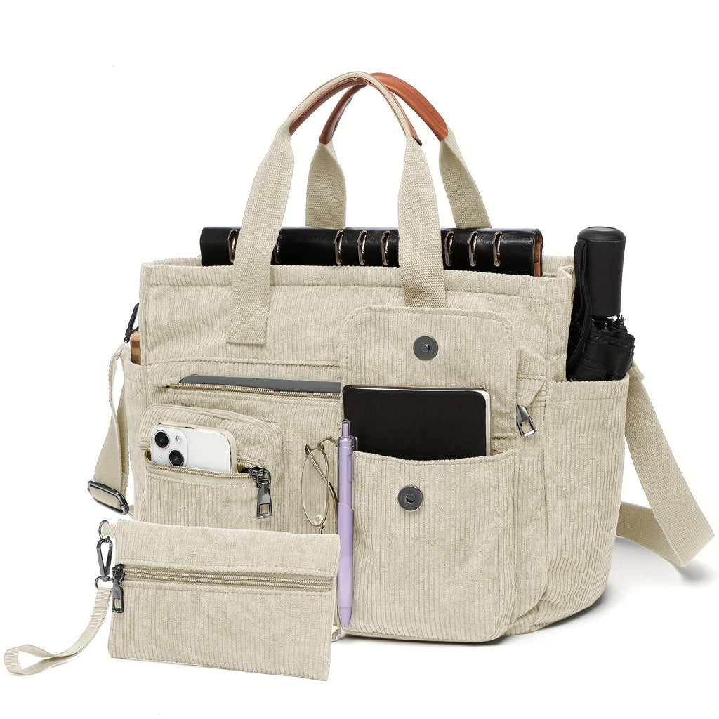 Laptop Bag – Corduroy, Polyester, Adjustable Strap, for Travel & Work – detail view 25