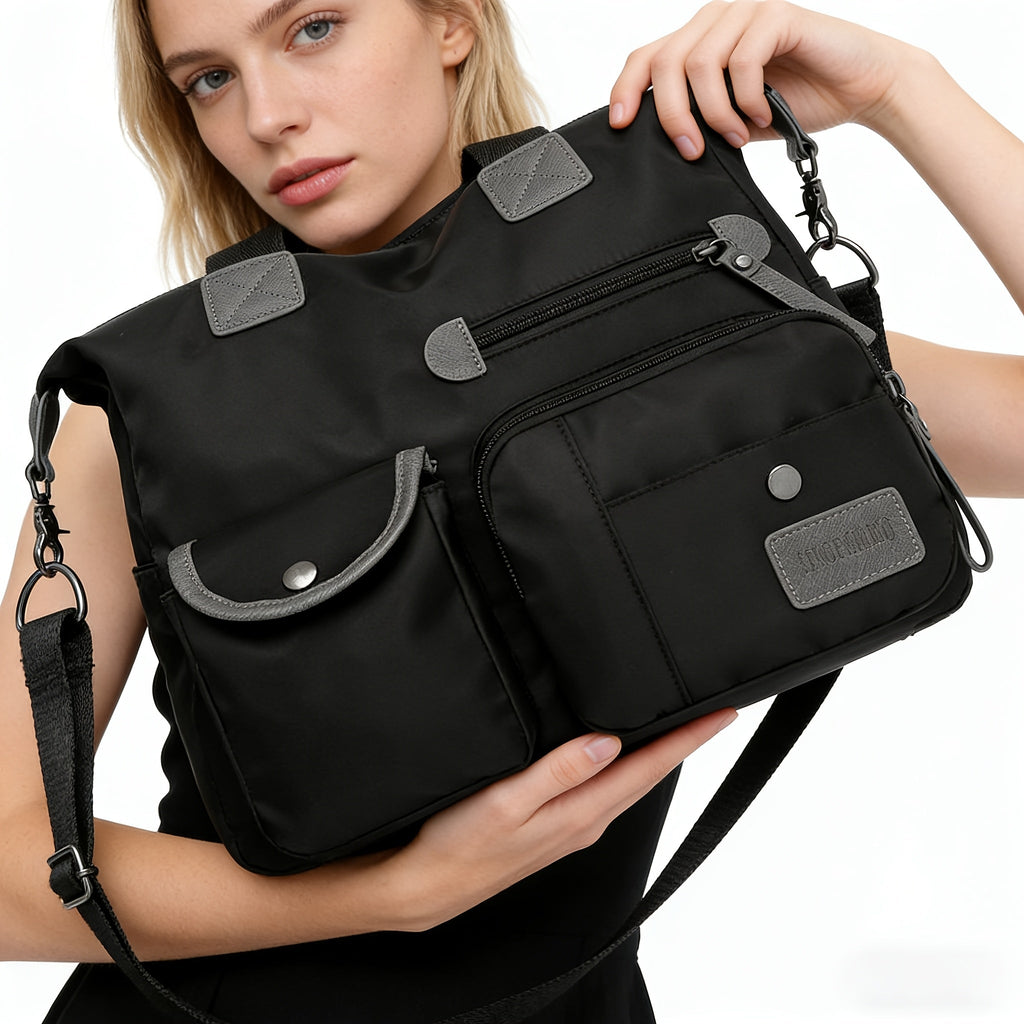 Laptop Bag Large Nylon Messenger with Multi-Pocket Storage and Adjustable Strap in Four Colors