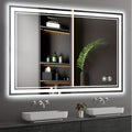 Wide Rectangular LED Bathroom Mirror in Four Size Checkouts with Perimeter Light and Twin Touch Icons