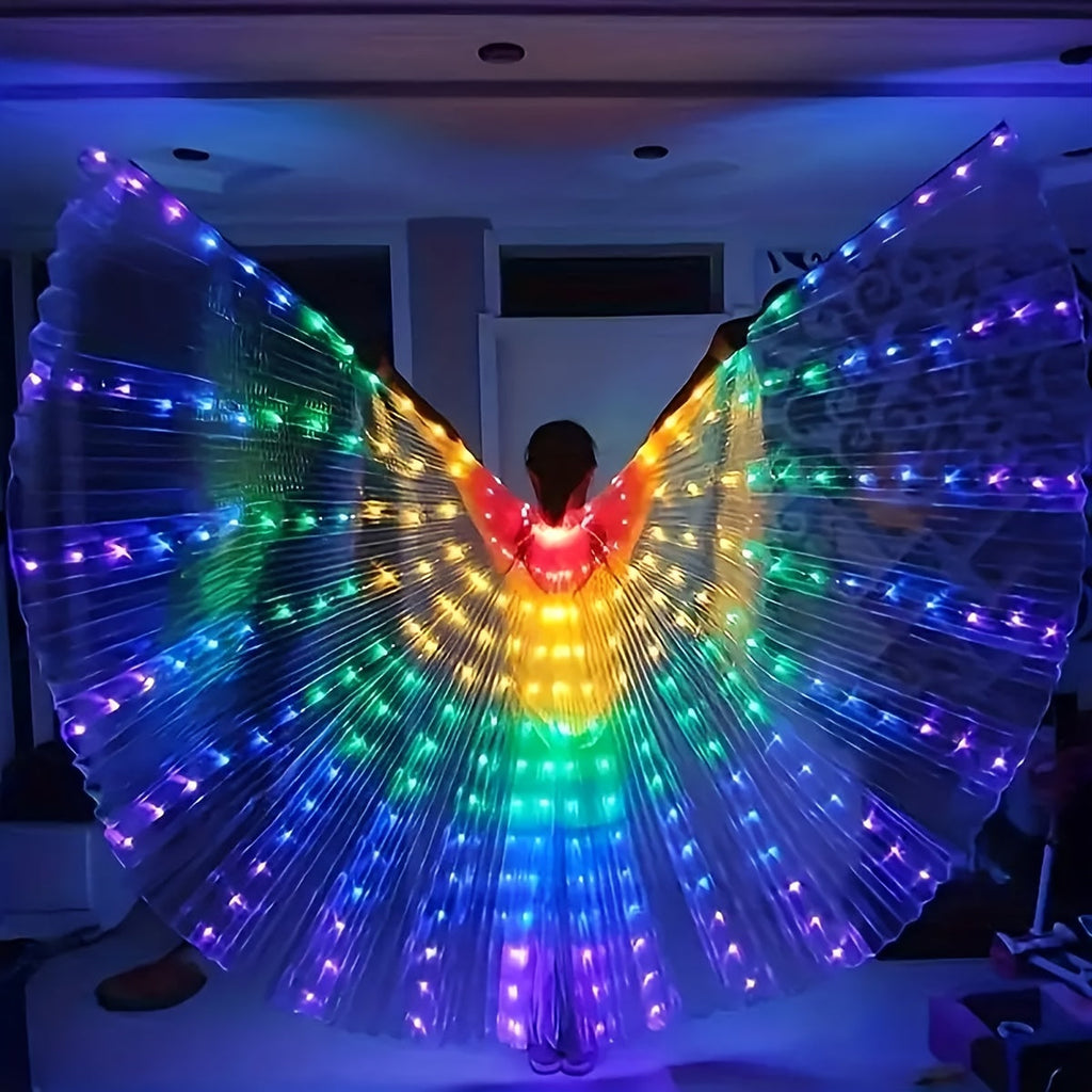 Light Up Costume Accessories – LED Light Up Wings and Cape Set – Glowing Butterfly Angel Wings with Colorful