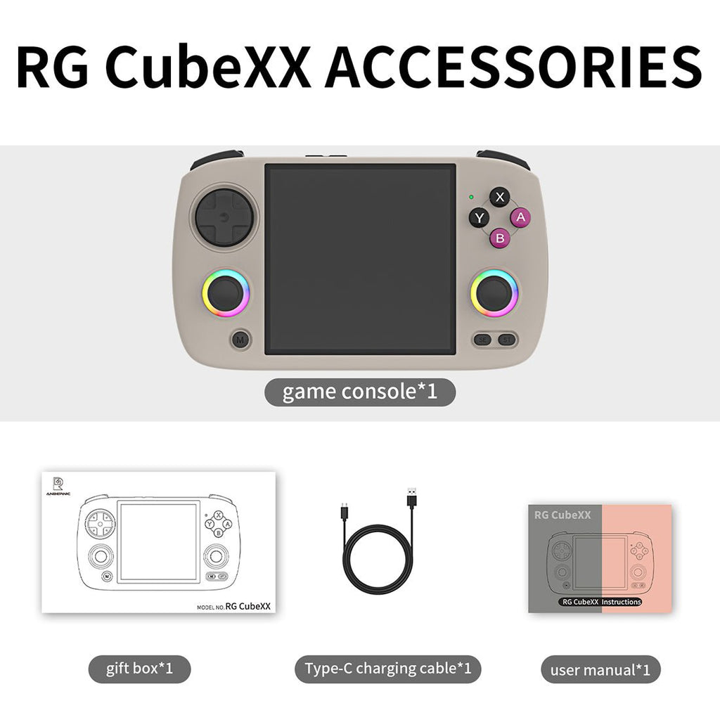 Handheld Game Console Anbernic RG CubeXX with 3.95-Inch IPS OCA Full-Lamination, 720x720 (Square), 32GB+64GB Options, 3800mAh Battery