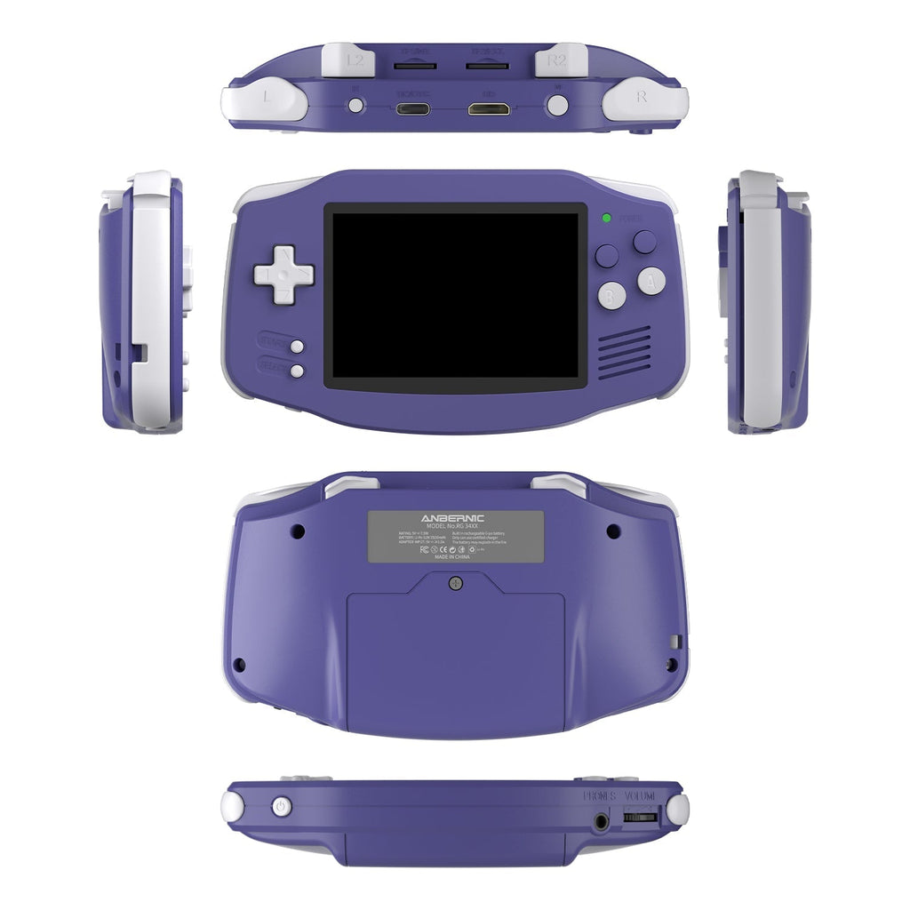 Handheld Game Console Anbernic RG34XX GBA-Style with 3.4-Inch IPS OCA Full-Lamination, 720x480, 3500mAh Battery, Linux, Mini HDMI