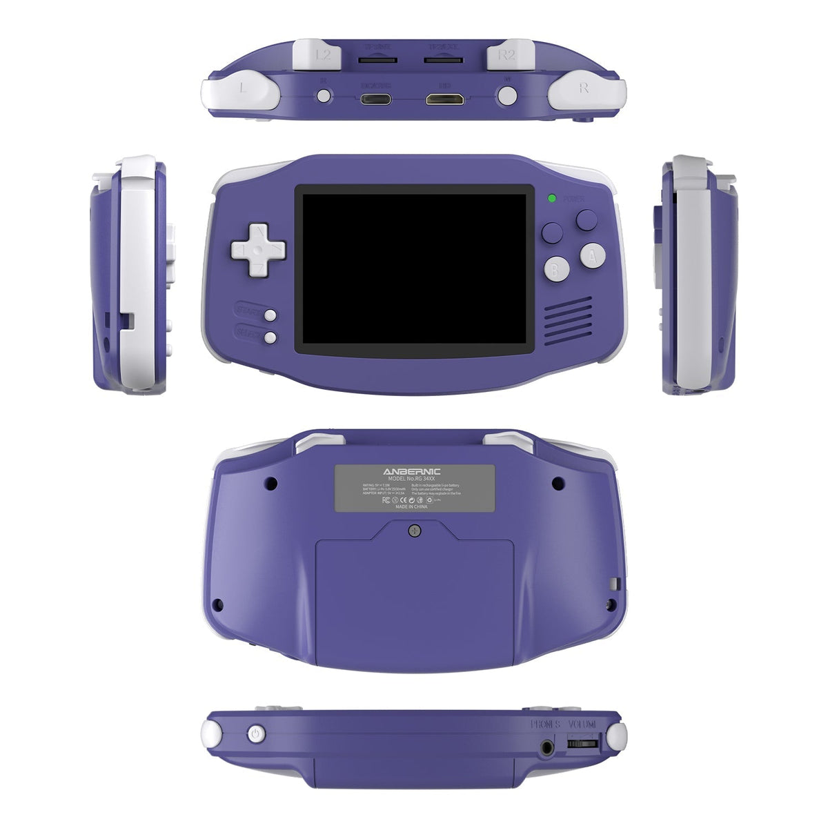 Handheld Game Console Anbernic RG34XX GBA-Style with 3.4-Inch IPS OCA Full-Lamination, 720x480, 3500mAh Battery, Linux, Mini HDMI