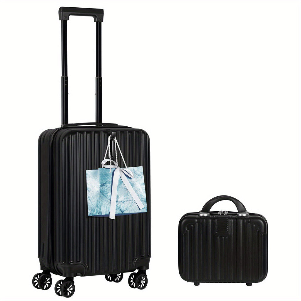 Luggage Set – Black 20-Inch ABS Spinner Suitcase and 14-Inch Companion Case with Front Hook