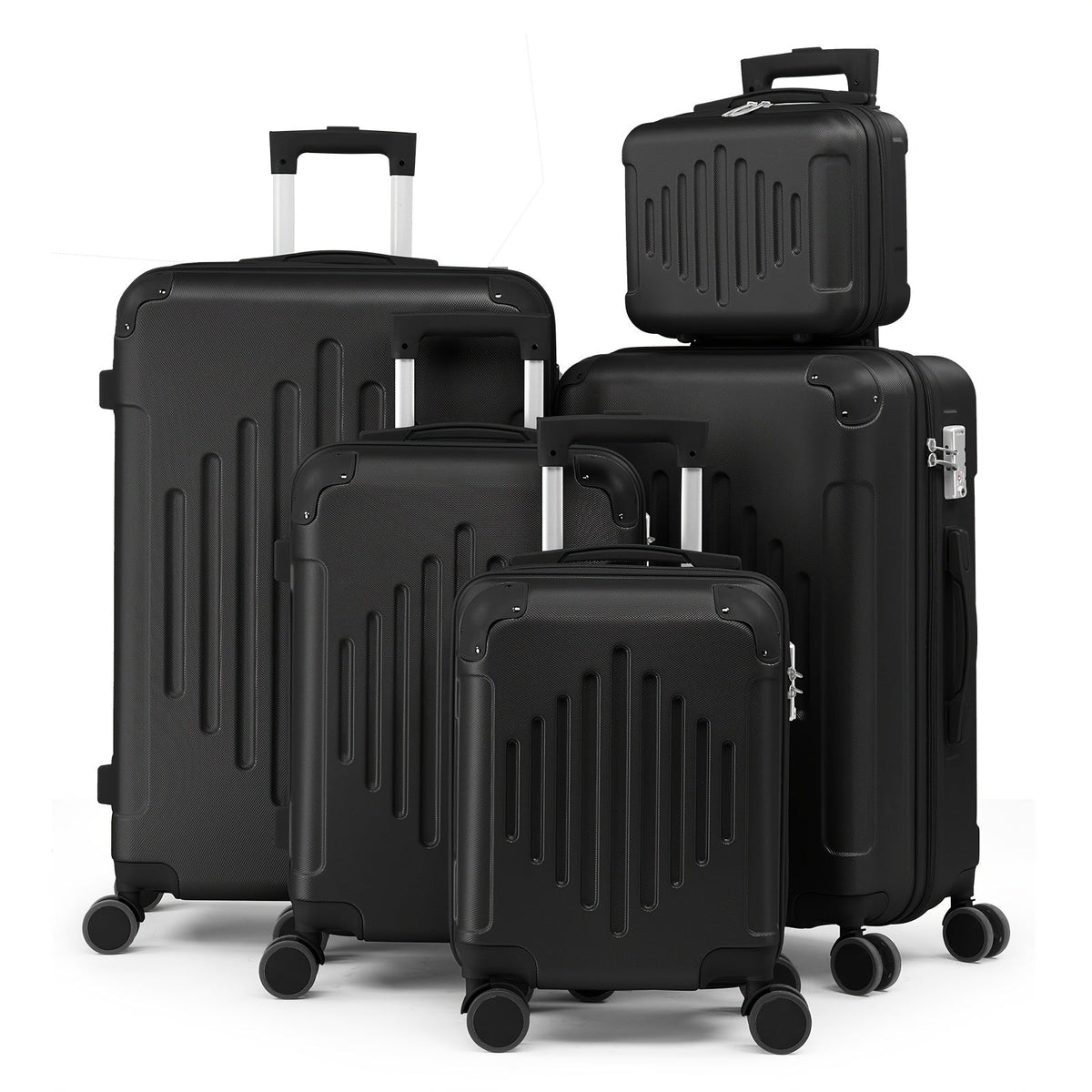 Luggage Set – Striped ABS Spinner Cases in Single, Two, Four or Five-Piece Size Configurations