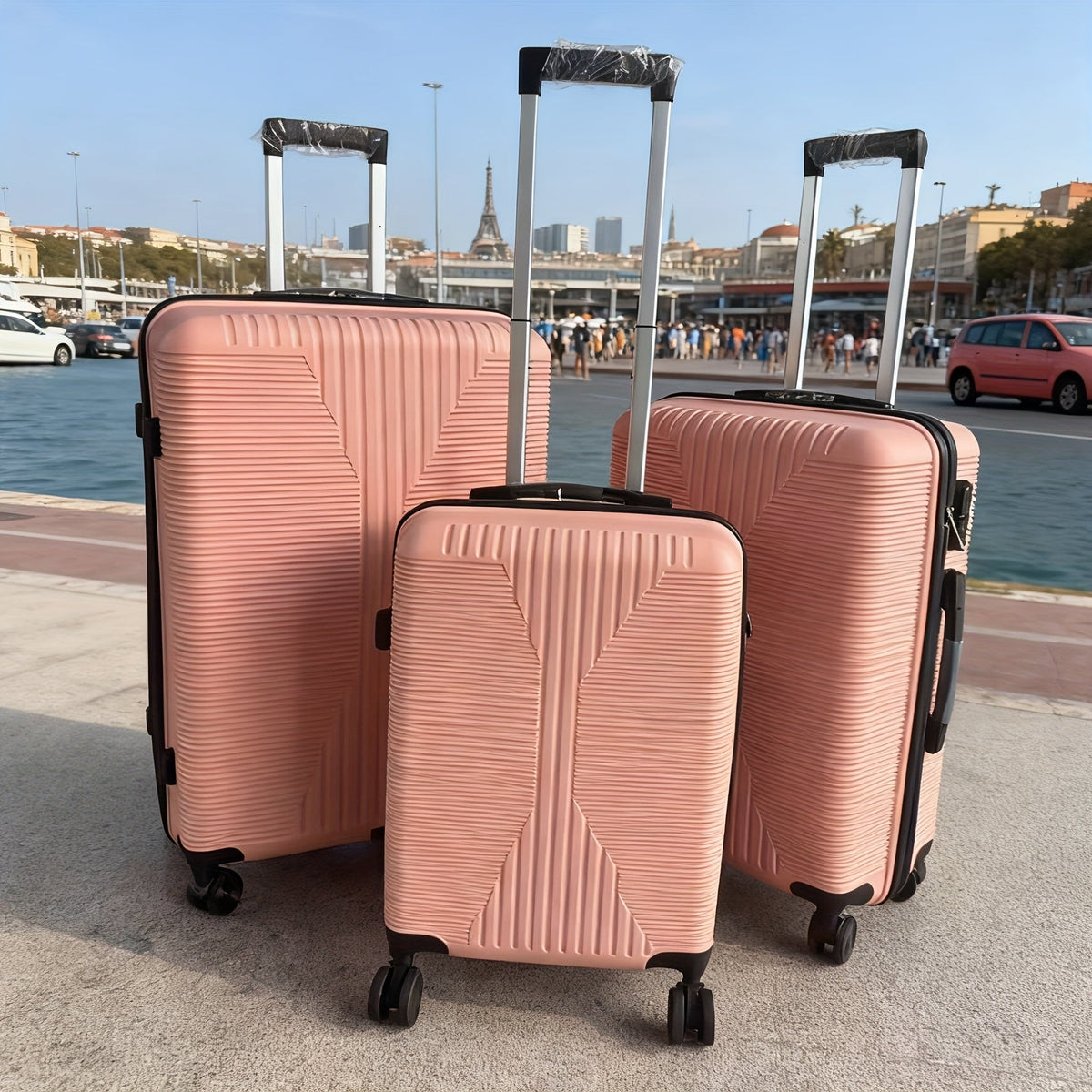 Luggage Set – Three ABS Hardshell Spinner Cases in 20, 24 and 28-Inch Sizes with Combination Lock