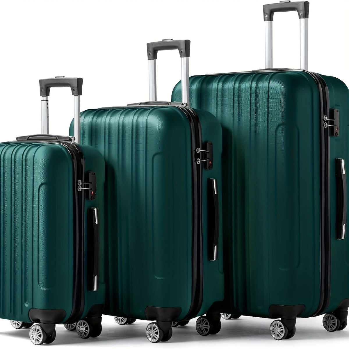 Luggage Set – Three ABS Hardshell Spinner Cases in 20, 24 and 28-Inch Sizes with Combination Lock