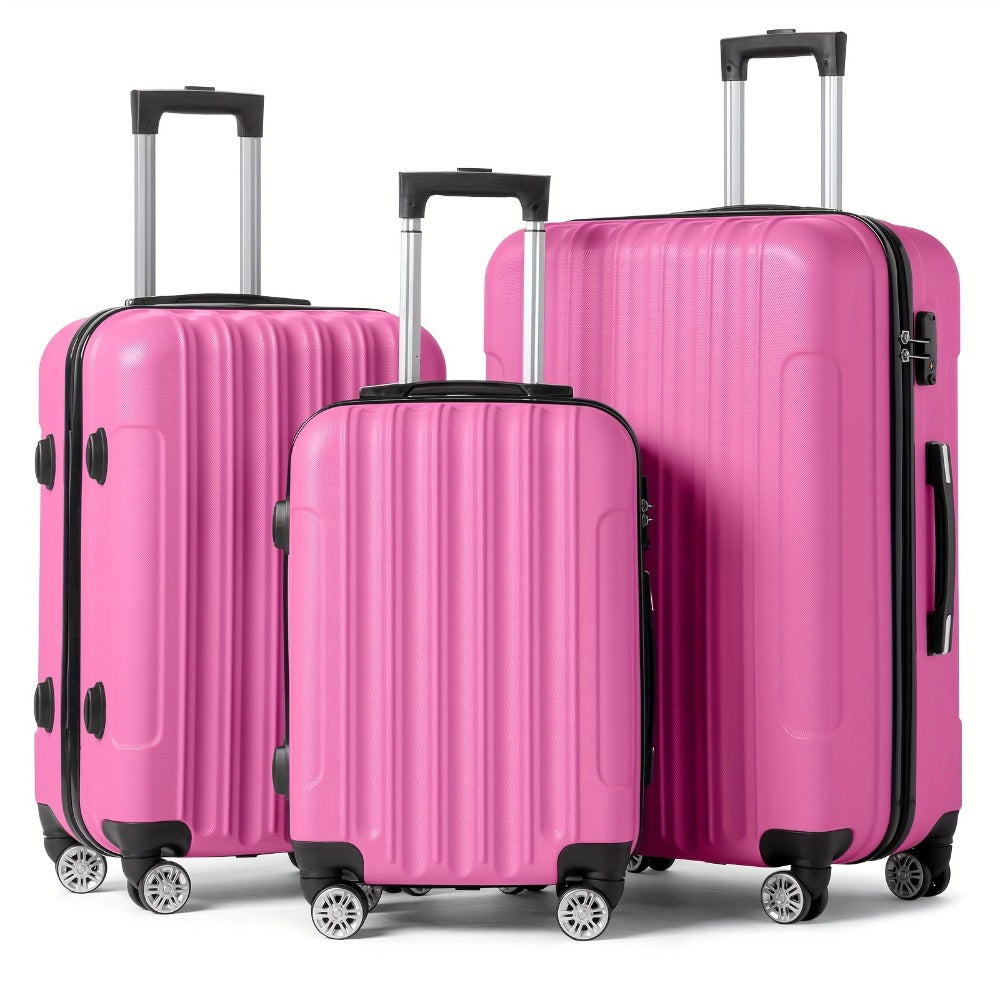 Luggage Set – Three ABS Hardshell Spinner Cases in 20, 24 and 28-Inch Sizes with Combination Lock