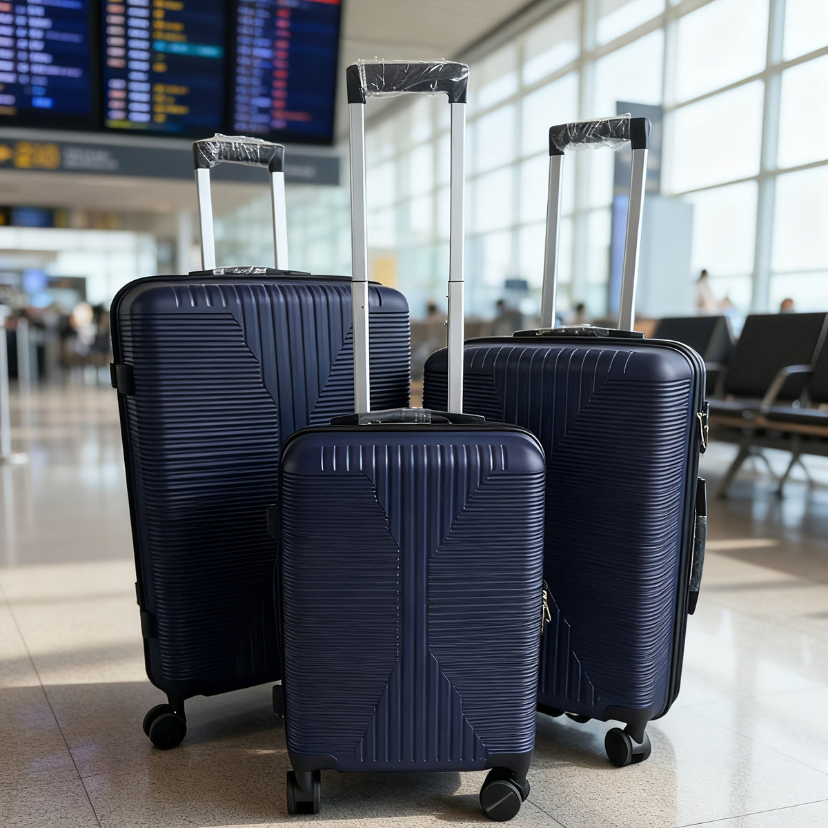 Luggage Set – Three ABS Hardshell Spinner Cases in 20, 24 and 28-Inch Sizes with Combination Lock