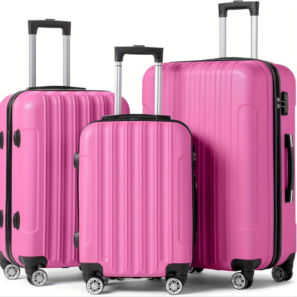 Luggage Set – Three ABS Hardshell Spinner Cases in 20, 24 and 28-Inch Sizes with Combination Lock