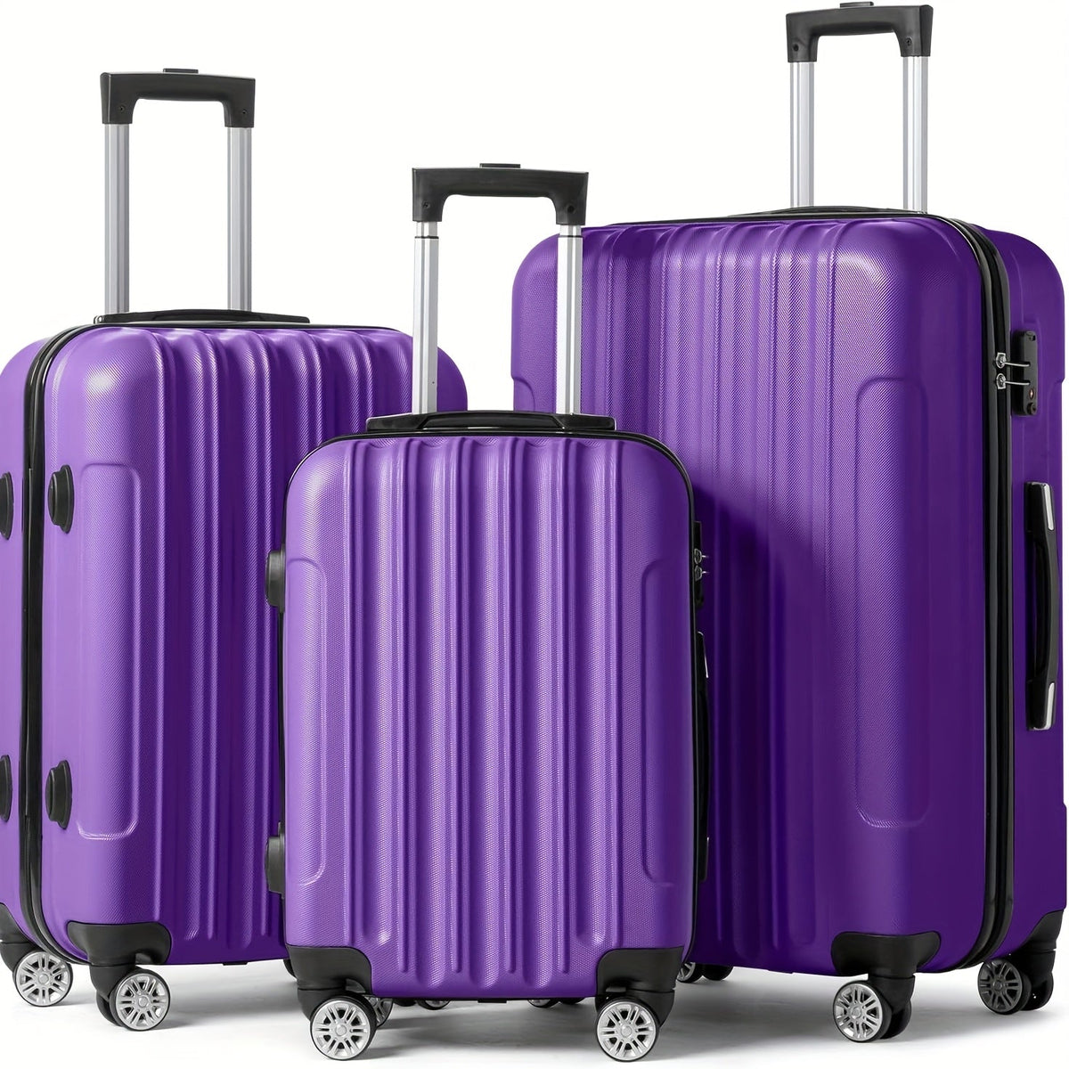 Luggage Set – Three ABS Hardshell Spinner Cases in 20, 24 and 28-Inch Sizes with Combination Lock