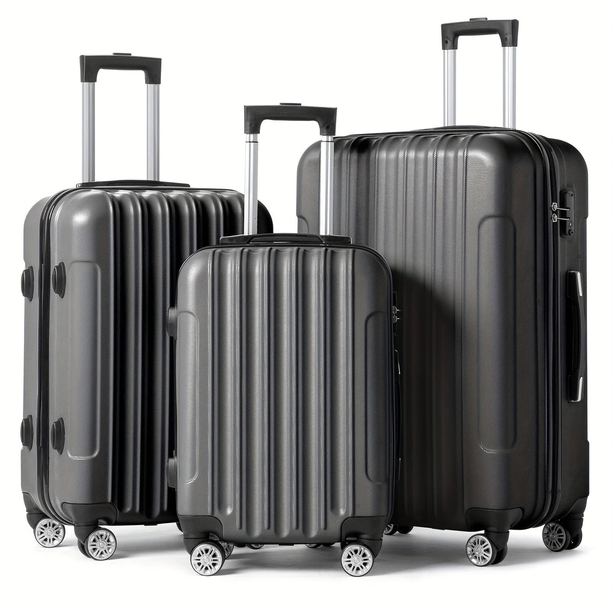 Luggage Set – Three ABS Hardshell Suitcases in 20, 24 and 28-Inch Sizes with Spinner Wheels