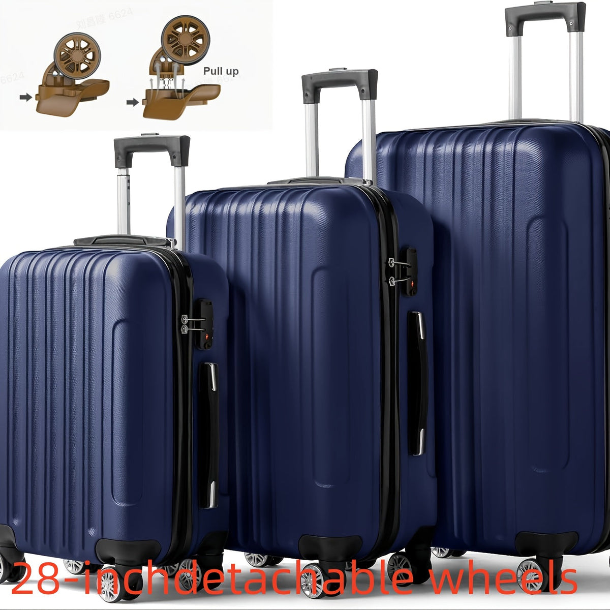 Luggage Set – Three ABS Hardshell Suitcases in 20, 24 and 28-Inch Sizes with Spinner Wheels