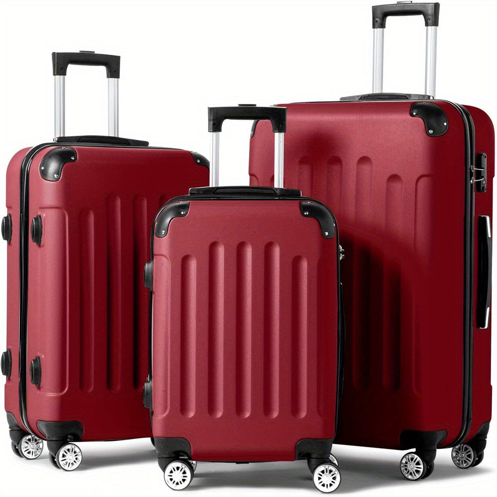 Luggage Set 3-Piece ABS Hardshell with 20/24/28 Inch Cases, TSA Lock, Spinner Wheels & Alloy Handle