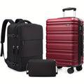 Luggage Set 3-Piece ABS Hardshell with Suitcase, Backpack, Accessory Case, TSA Lock & YKK Zippers