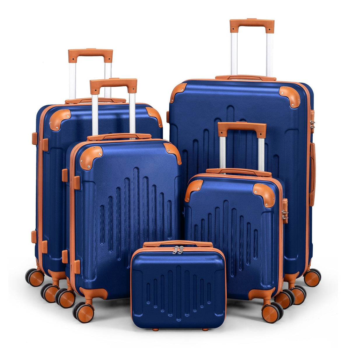Luggage Set – Five Lightweight PP Hardshell Cases in 12, 16, 20, 24 and 28-Inch Sizes for Coordinated Travel