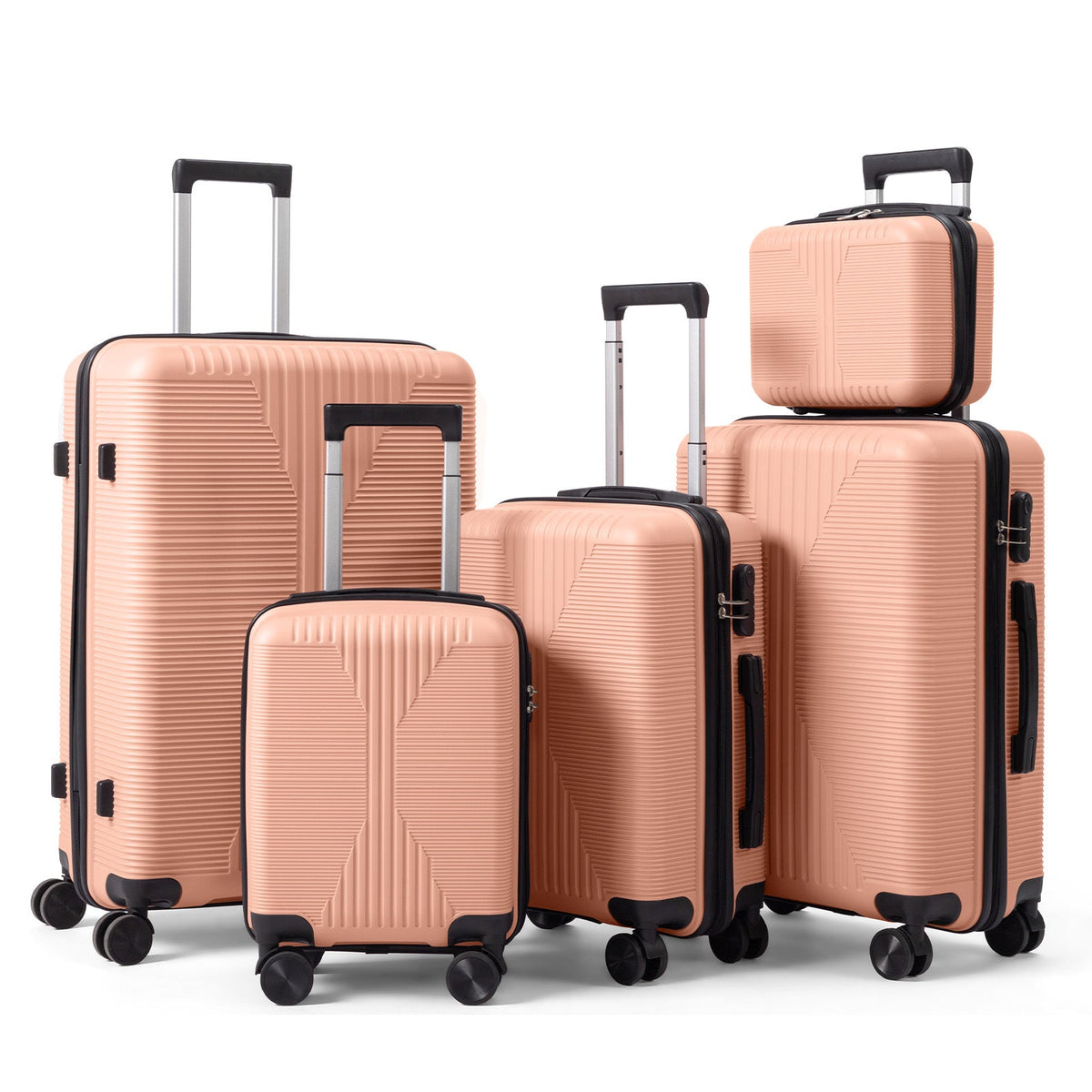 Luggage Set – Five Lightweight PP Hardshell Cases in 12, 16, 20, 24 and 28-Inch Sizes for Coordinated Travel