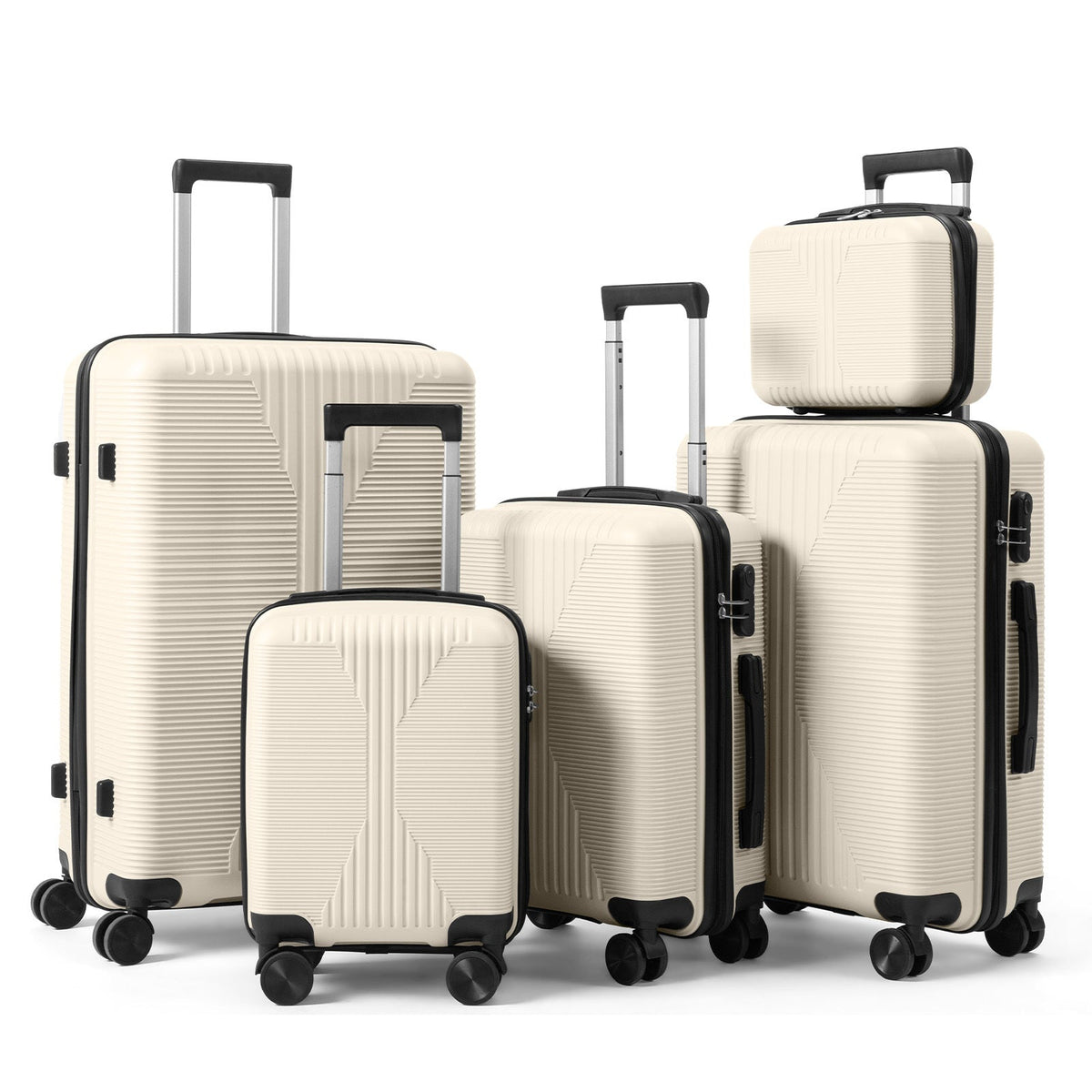 Luggage Set – Five Lightweight PP Hardshell Cases in 12, 16, 20, 24 and 28-Inch Sizes for Coordinated Travel