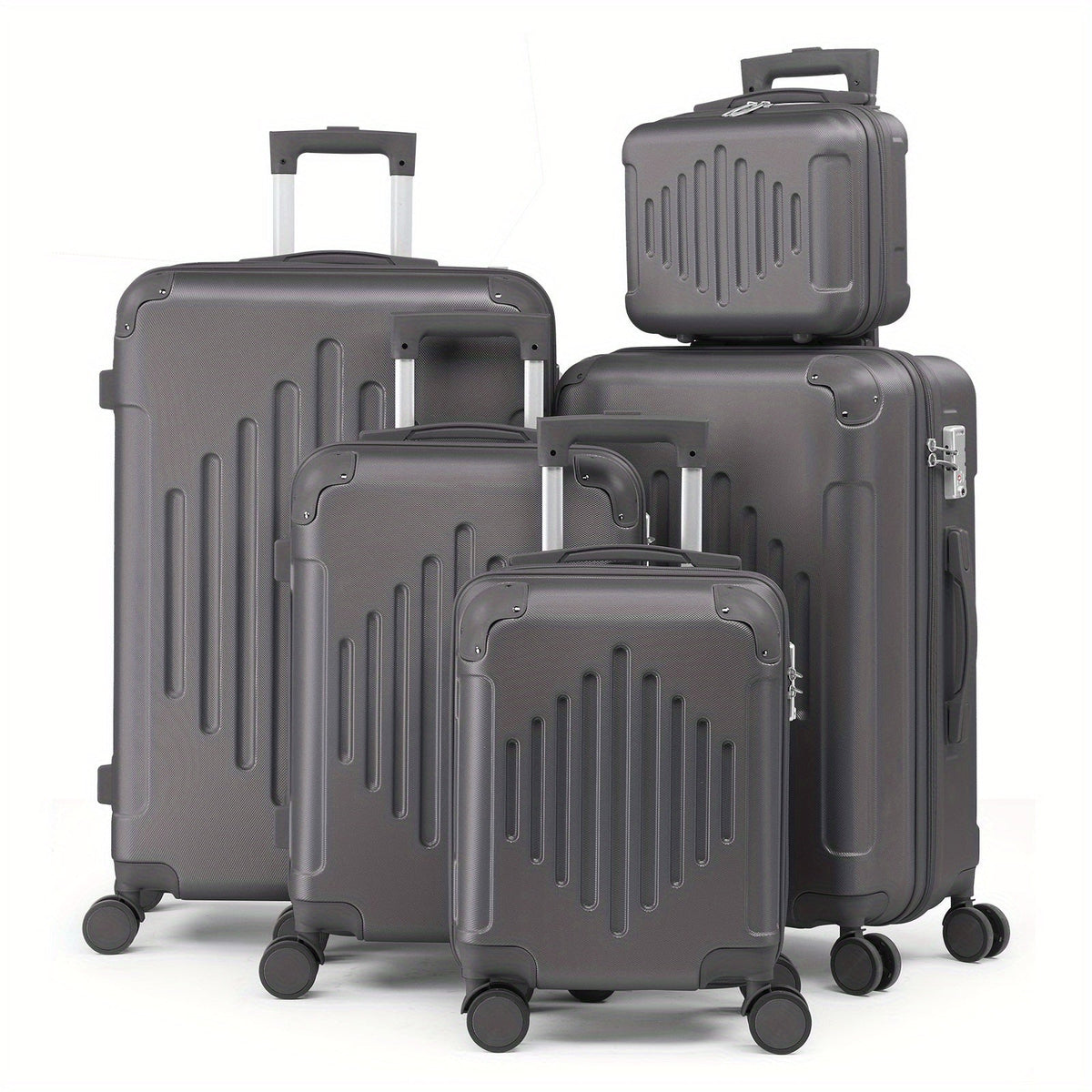 Luggage Set – Five Hardshell Spinner Cases in 12, 16, 20, 24 and 28-Inch Sizes with Corner Guards