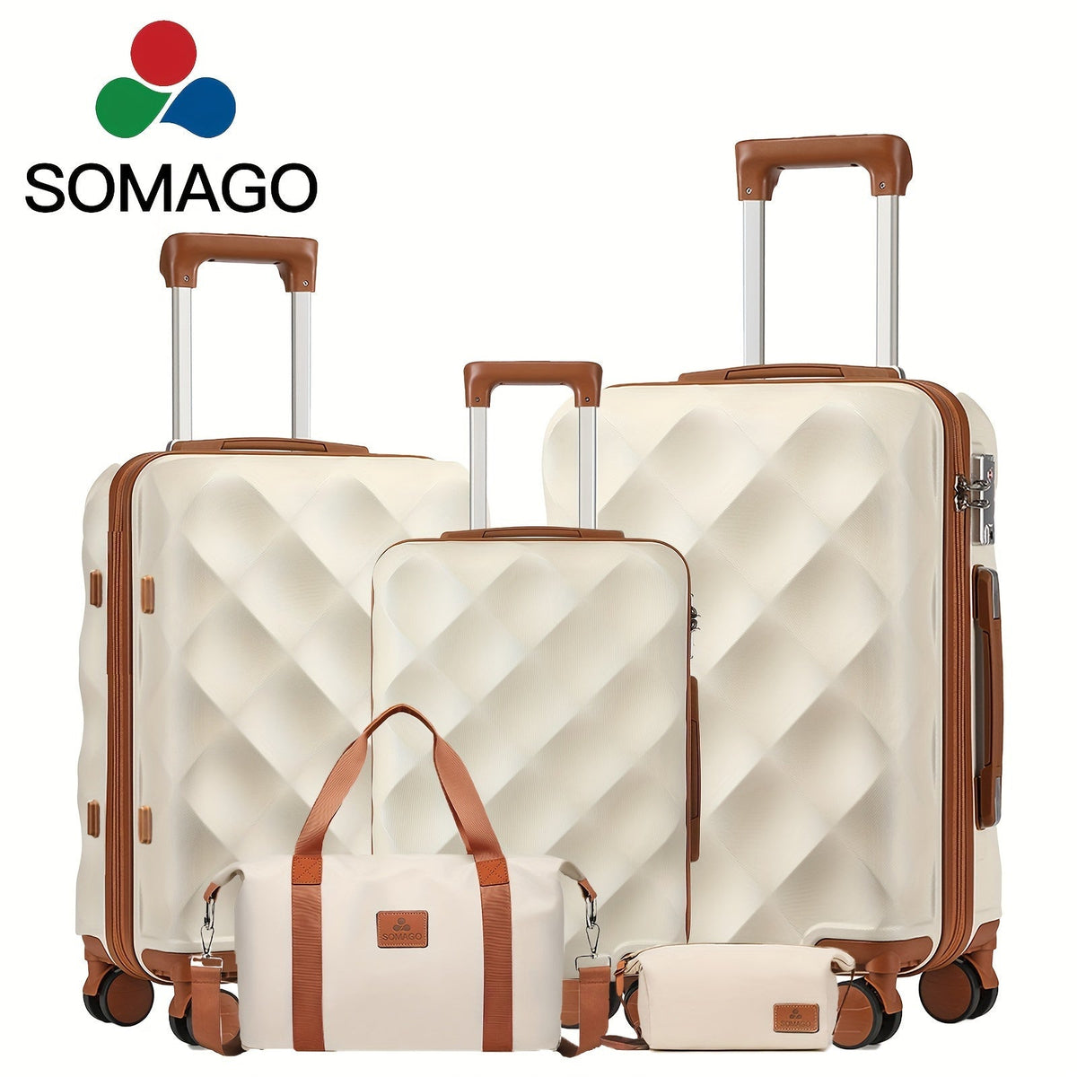 Luggage Set Quilted ABS Hardshell with 28-Inch, 3-Piece or 5-Piece Options, TSA Lock & Spinner Wheels