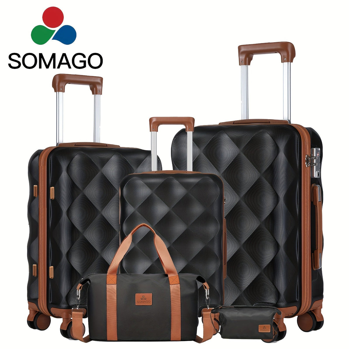 Luggage Set Quilted ABS Hardshell with 28-Inch, 3-Piece or 5-Piece Options, TSA Lock & Spinner Wheels