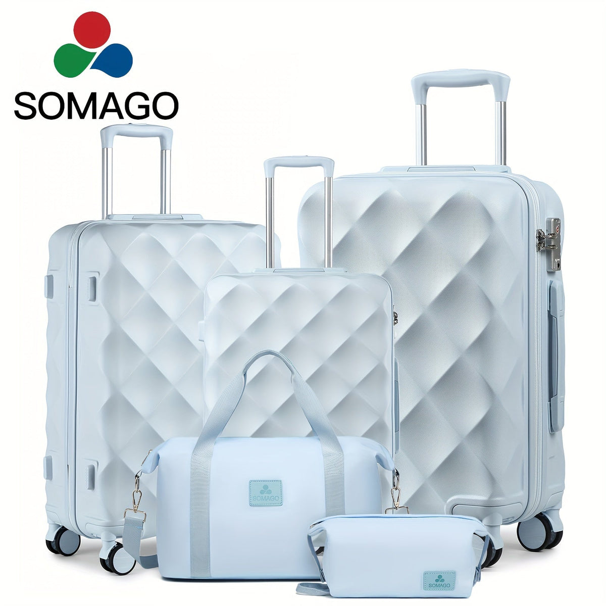 Luggage Set Quilted ABS Hardshell with 28-Inch, 3-Piece or 5-Piece Options, TSA Lock & Spinner Wheels