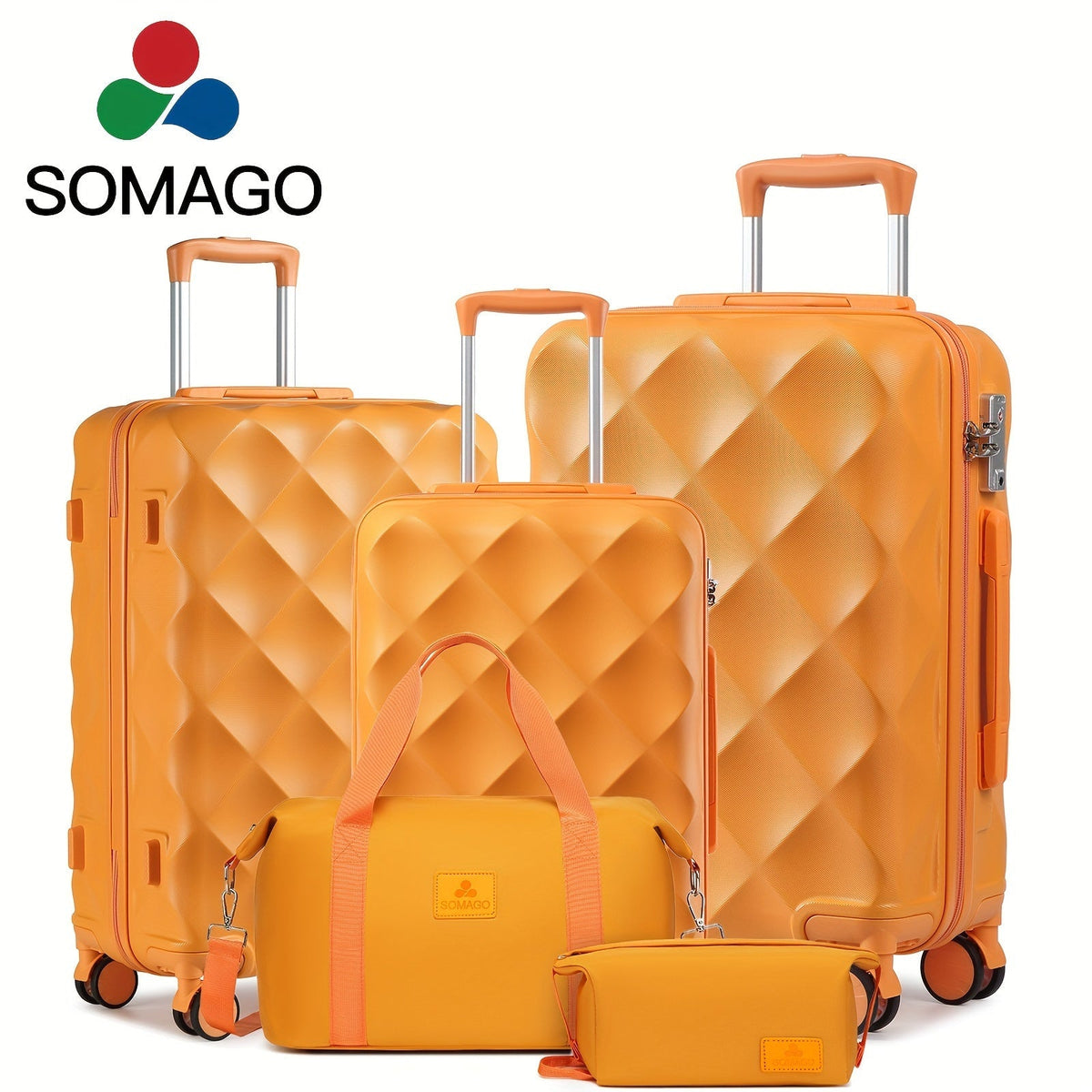 Luggage Set Quilted ABS Hardshell with 28-Inch, 3-Piece or 5-Piece Options, TSA Lock & Spinner Wheels