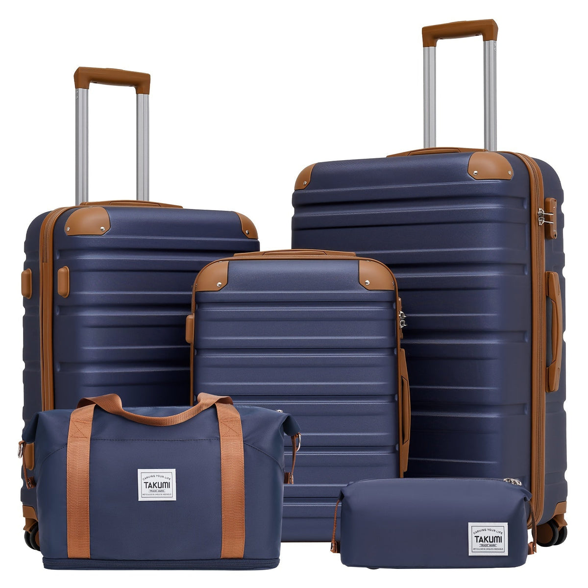 Luggage Set – ABS Hardshell Three or Five-Piece Configurations with Matching Duffel and Spinner Wheels