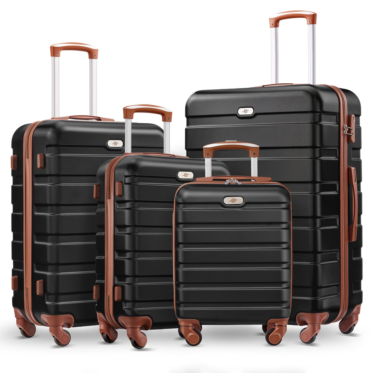 Luggage Set ABS Hardshell Multi-Configuration Collection with Cosmetic Bag, Combination Lock & Spinner Wheels