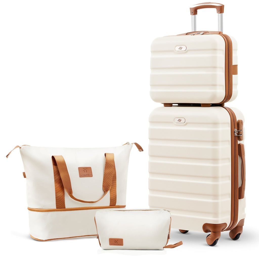 Luggage Set ABS Hardshell Multi-Configuration Collection with Cosmetic Bag, Combination Lock & Spinner Wheels