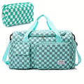 Makeup Bag 2-Piece Checkered Travel Set with 50 cm Duffel, 17 cm Pouch and Ten Print Options