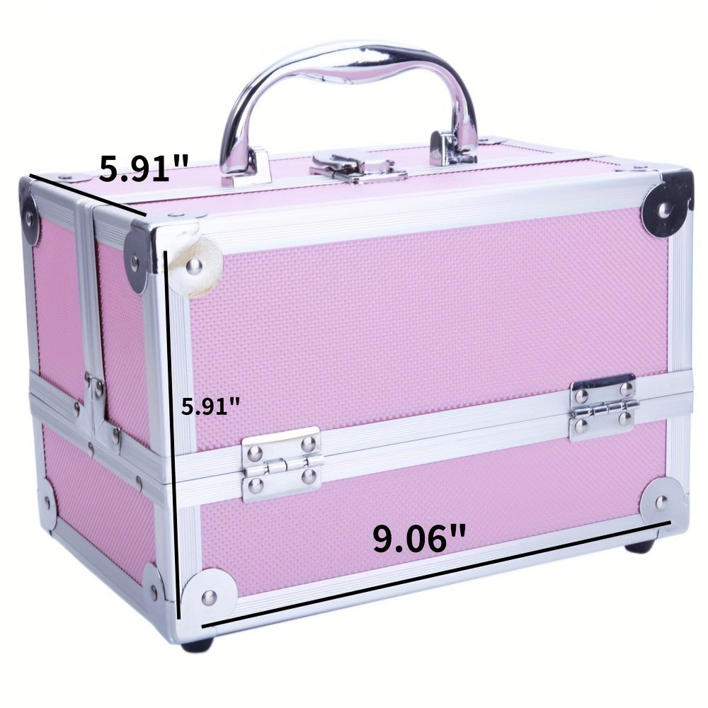 Travel Makeup Bag – Aluminum Makeup Train Case Mirror – detail view 4