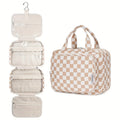 Makeup Bag Foldable Hanging Toiletry Organizer with Four Compartments for Travel, Vanity and Everyday Beauty Storage
