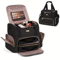 Makeup Bag Double-Layer Travel Organizer with Two Zip Compartments for Travel, Vanity and Everyday Beauty Storage