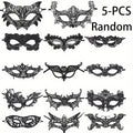 Masquerade Masks – Lace Masquerade Mask Set 5 Pcs for Women – Black Venetian Hollow Flower Half Face Eye Masks