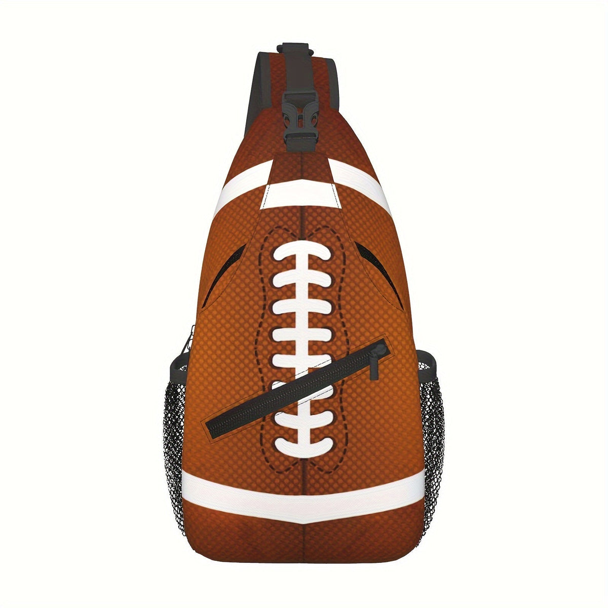 Football-Shaped Sling Backpack with Multi-Pocket Storage, Adjustable Strap & 15.3-Inch Game Day Design
