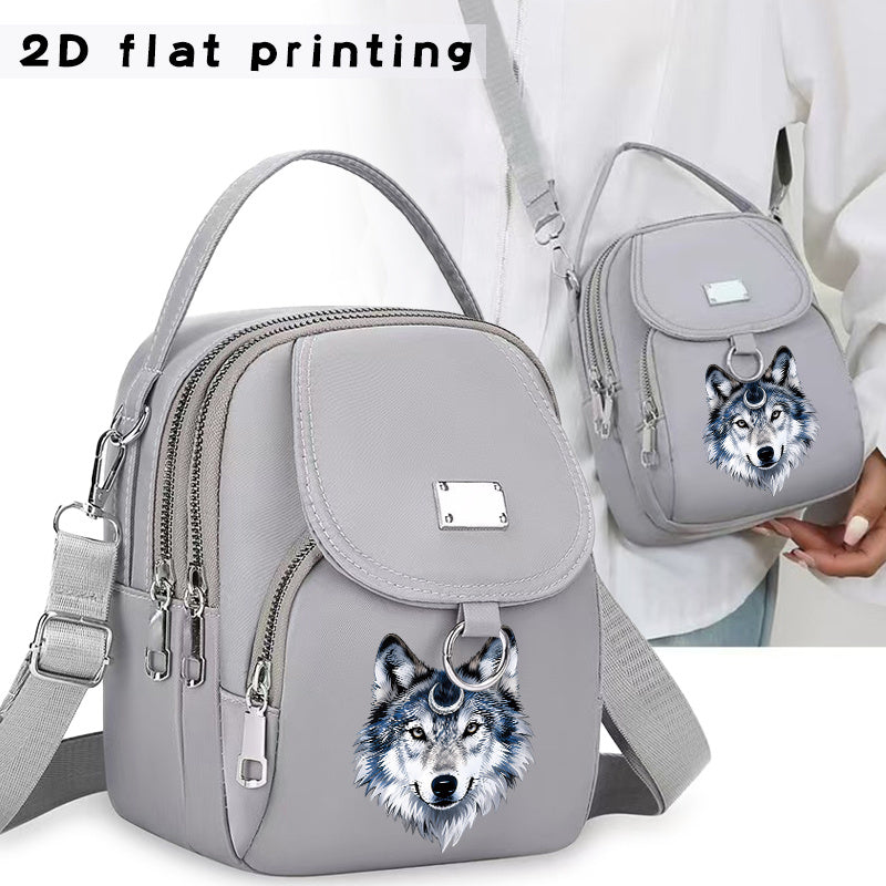 Astronaut Bear Mini Backpack Crossbody Bag with Triple-Zip Pockets, Adjustable Strap and Grey Colorway