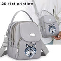 Astronaut Bear Mini Backpack Crossbody Bag with Triple-Zip Pockets, Adjustable Strap and Grey Colorway